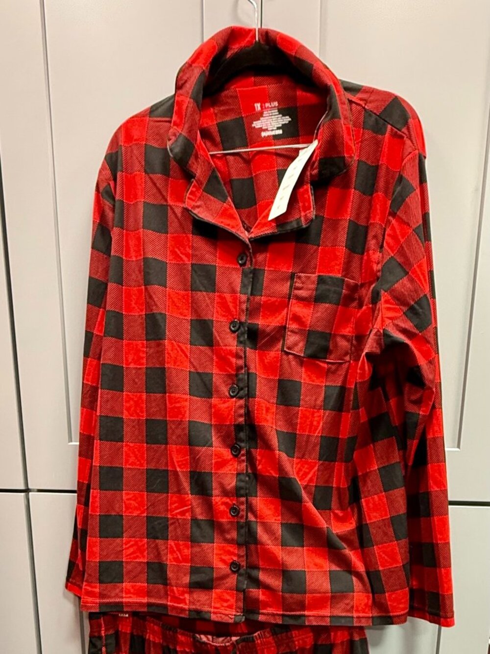 Pajamarama 1X Red Black Buffalo Plaid 2 Piece Pajama Set NWT
